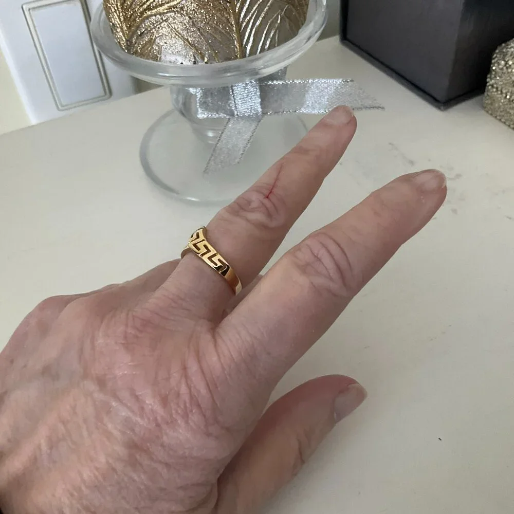 14k solid gold Greek style ring very unique